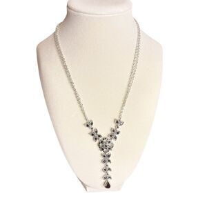 Vintage Napier‎ Black & Silver Drop Necklace
